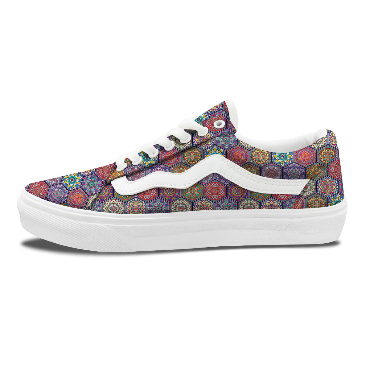 Bohemian Ethnic Mandala Print Pattern Skate Shoes-grizzshop