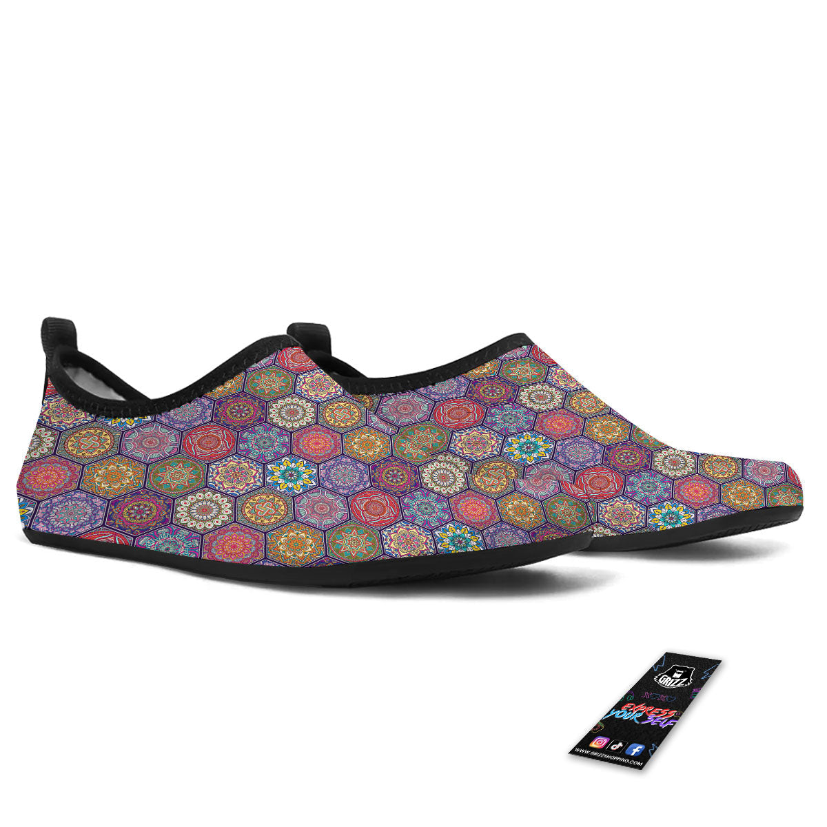 Bohemian Ethnic Mandala Print Pattern Water Shoes-grizzshop