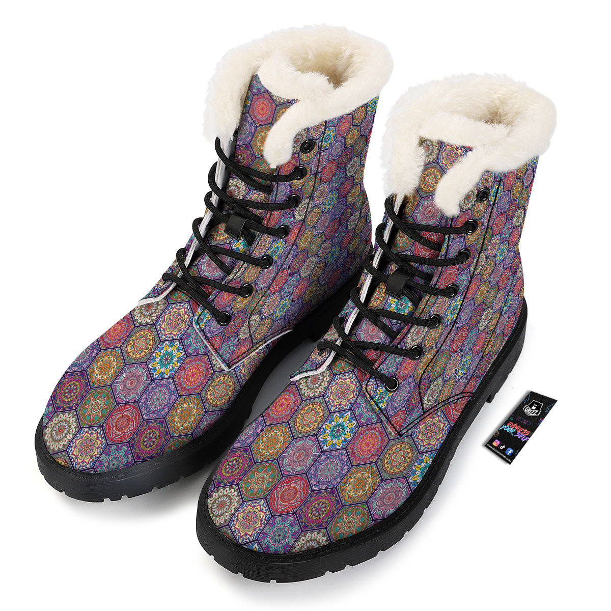 Bohemian Ethnic Mandala Print Pattern Winter Boots-grizzshop