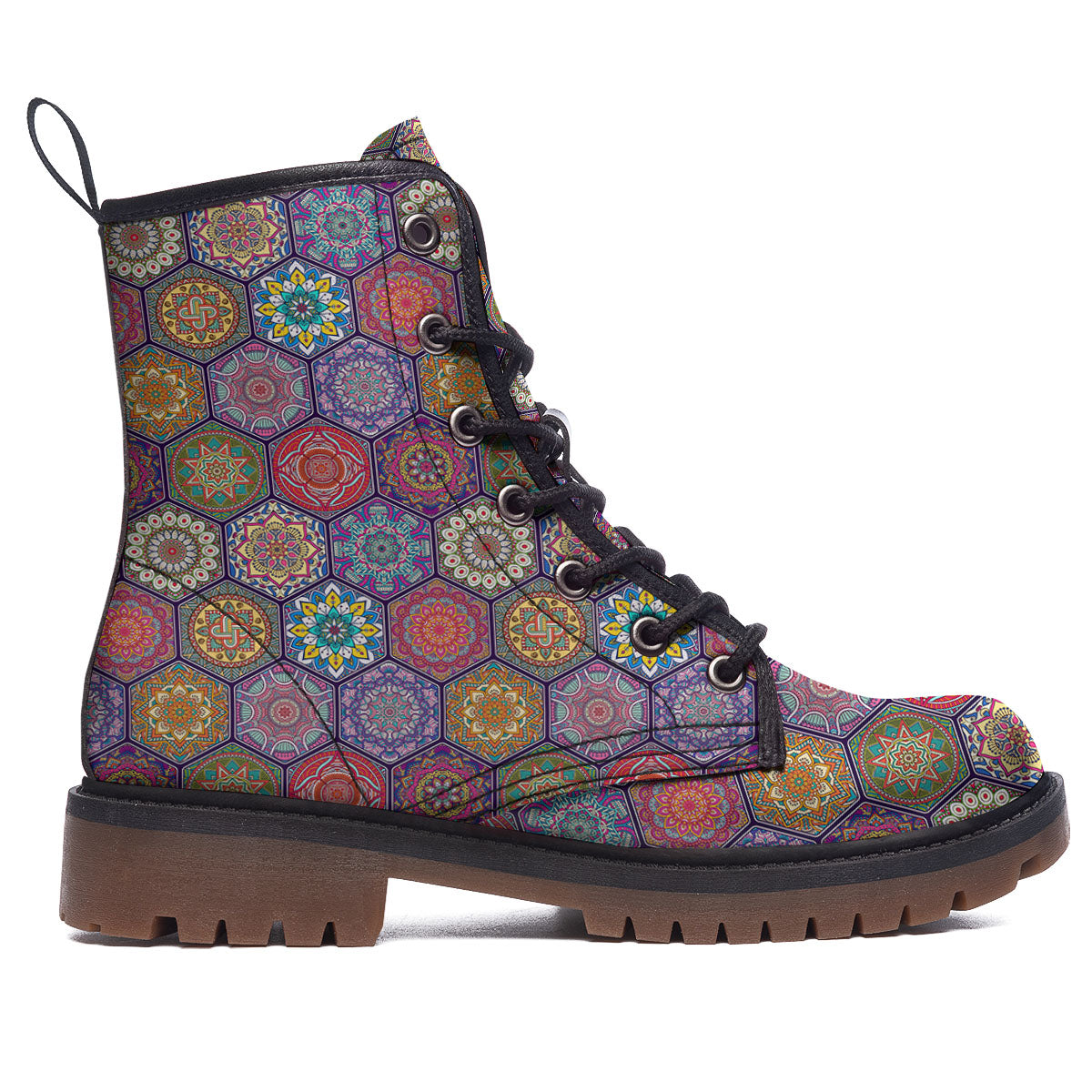 Bohemian Ethnic Mandala Print Pattern Work Boots-grizzshop