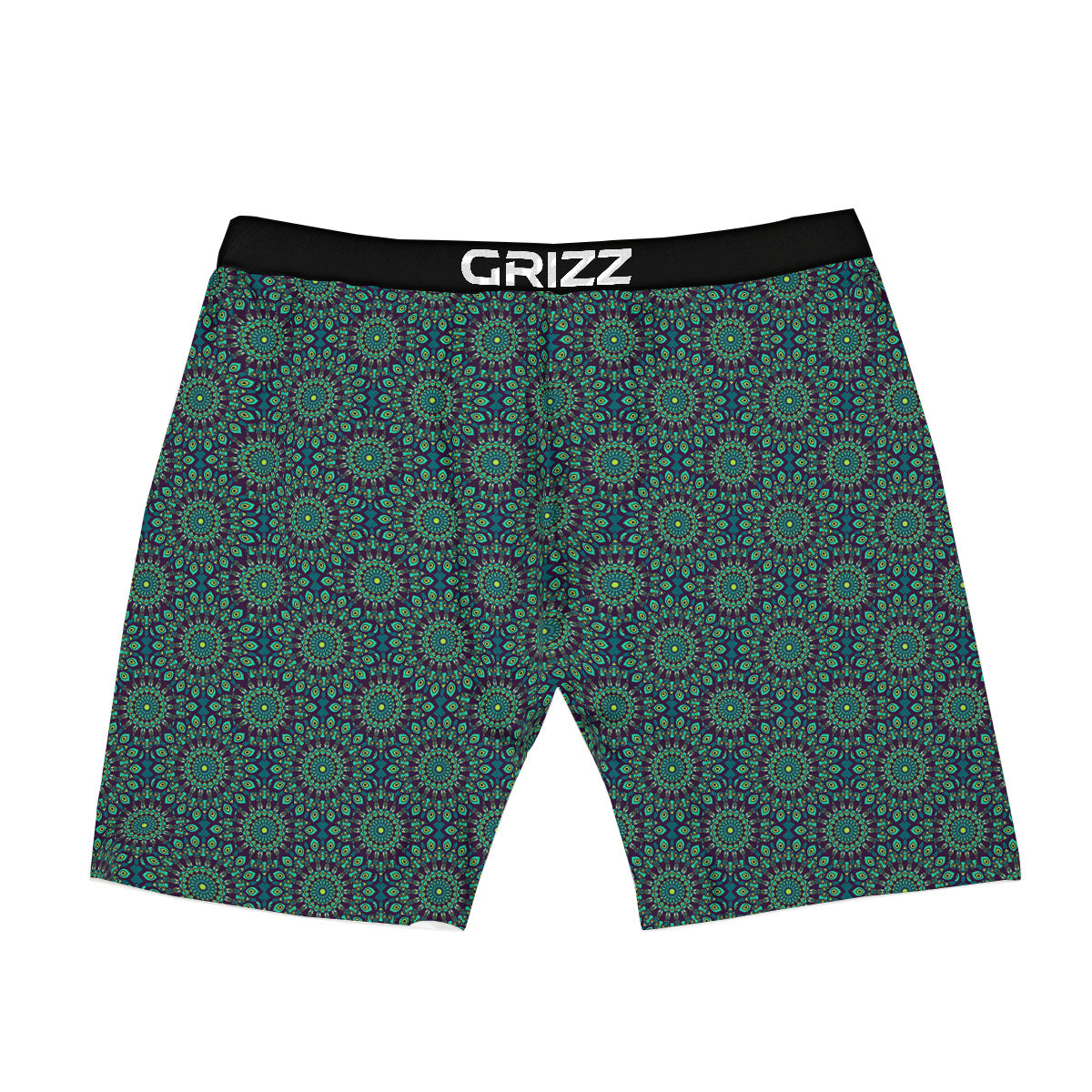 Bohemian Ethnic Teal Print Pattern Boxer Briefs-grizzshop
