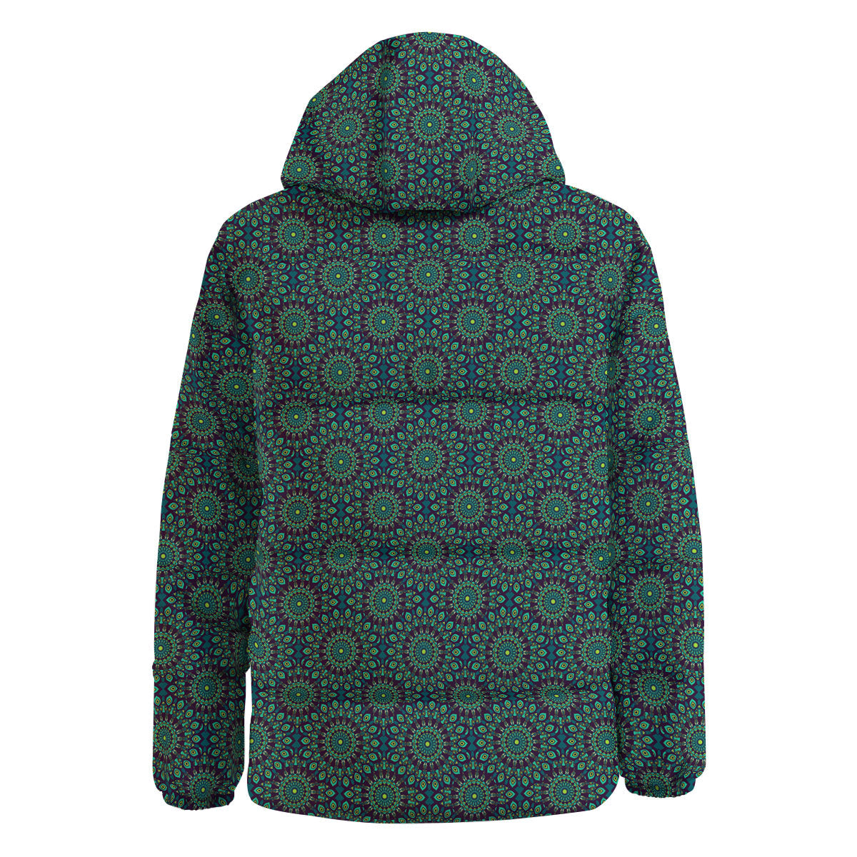 Bohemian Ethnic Teal Print Pattern Down Jacket-grizzshop
