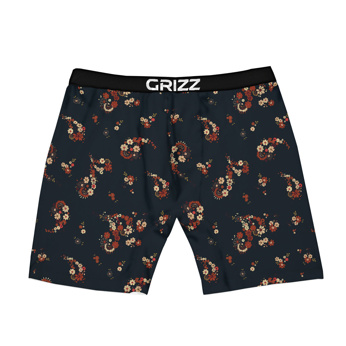 Bohemian Floral Blue Orange Vintage Print Pattern Boxer Briefs-grizzshop