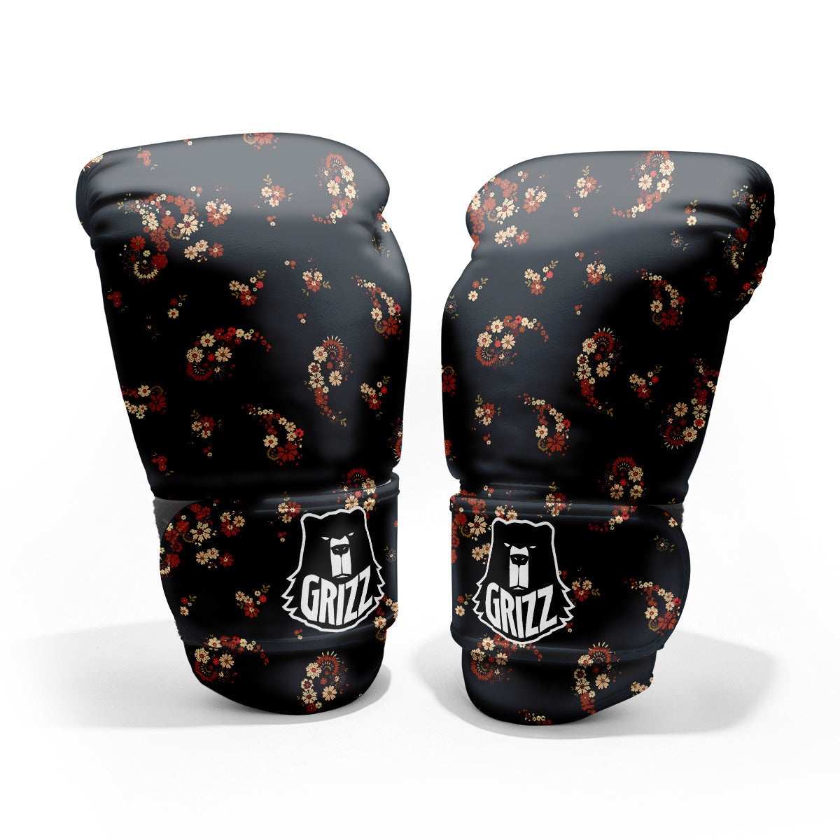 Bohemian Floral Blue Orange Vintage Print Pattern Pro Boxing Glove
