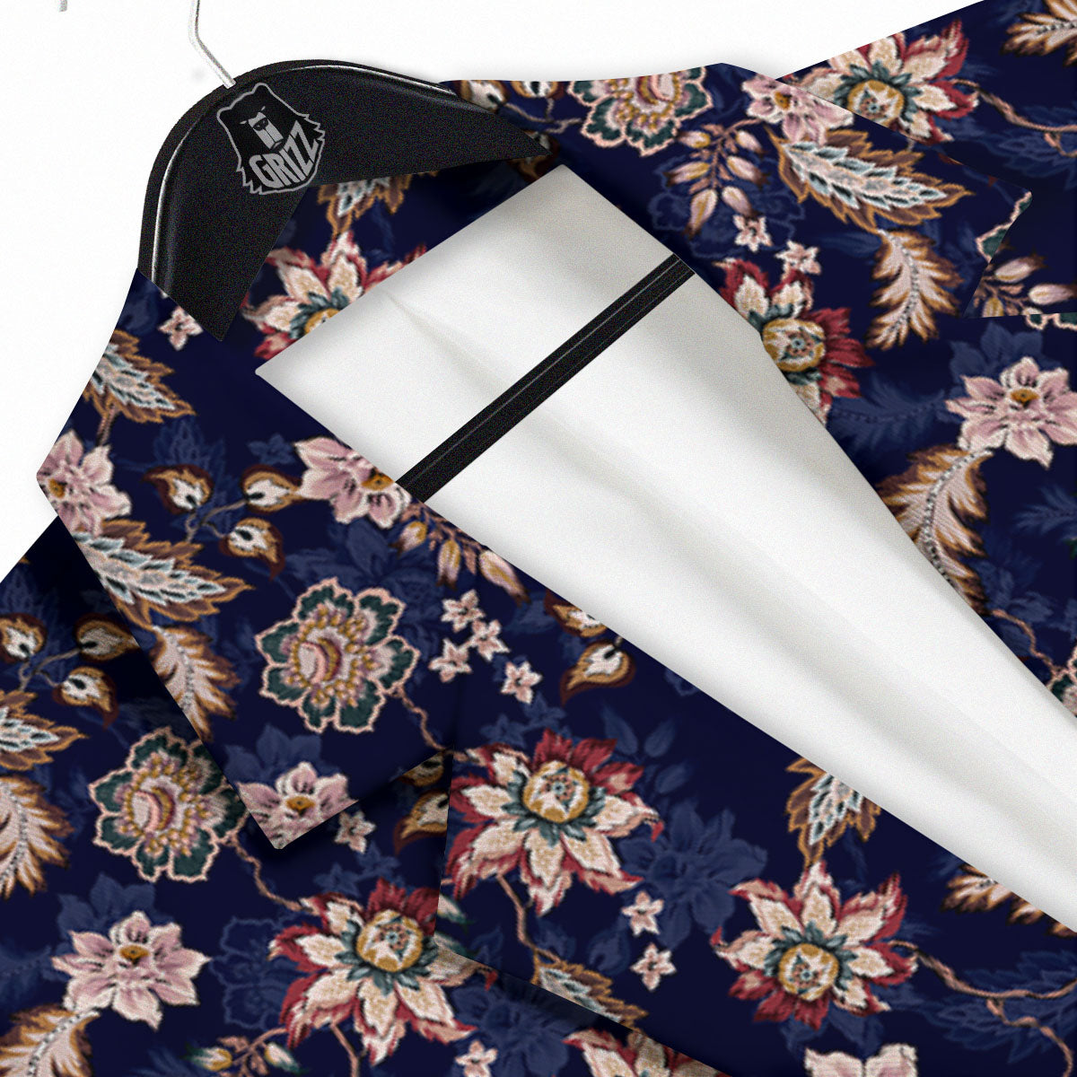 Bohemian Floral Blue Vintage Print Men's Sport Coat-grizzshop