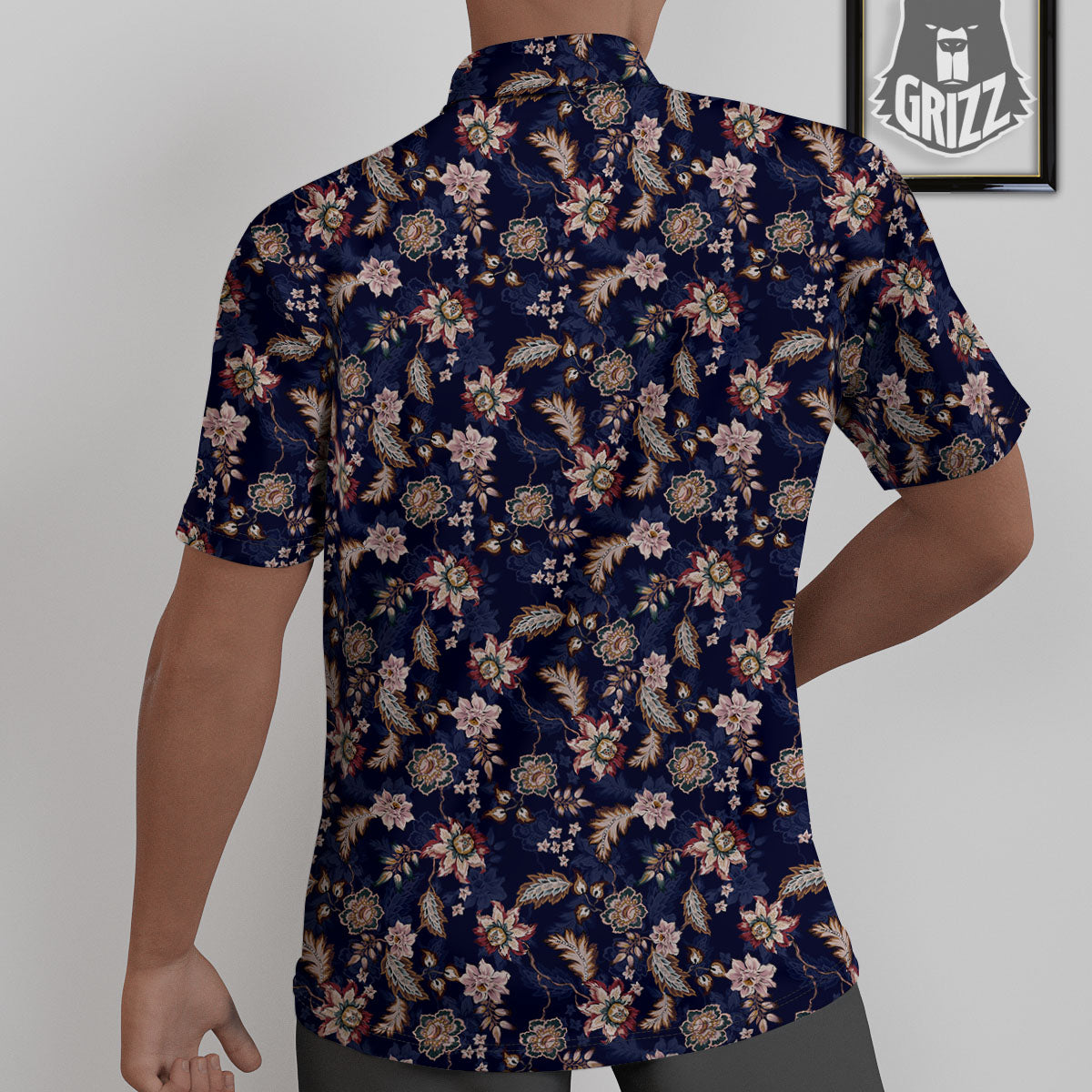 Bohemian Floral Blue Vintage Print Untucked Shirts-grizzshop