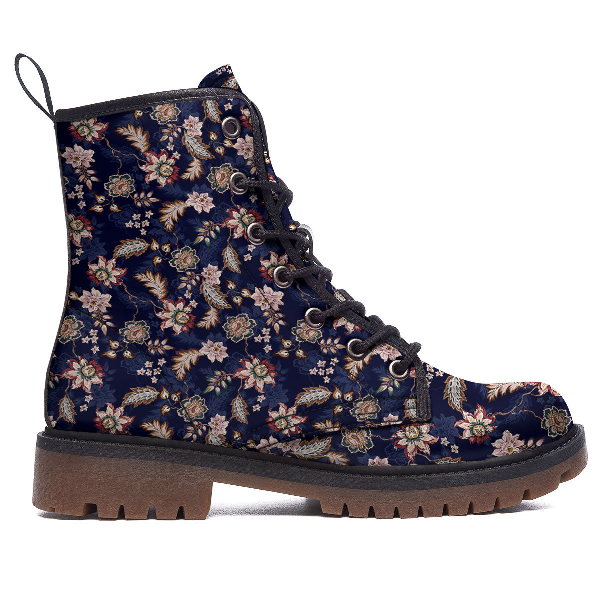 Bohemian Floral Blue Vintage Print Work Boots-grizzshop