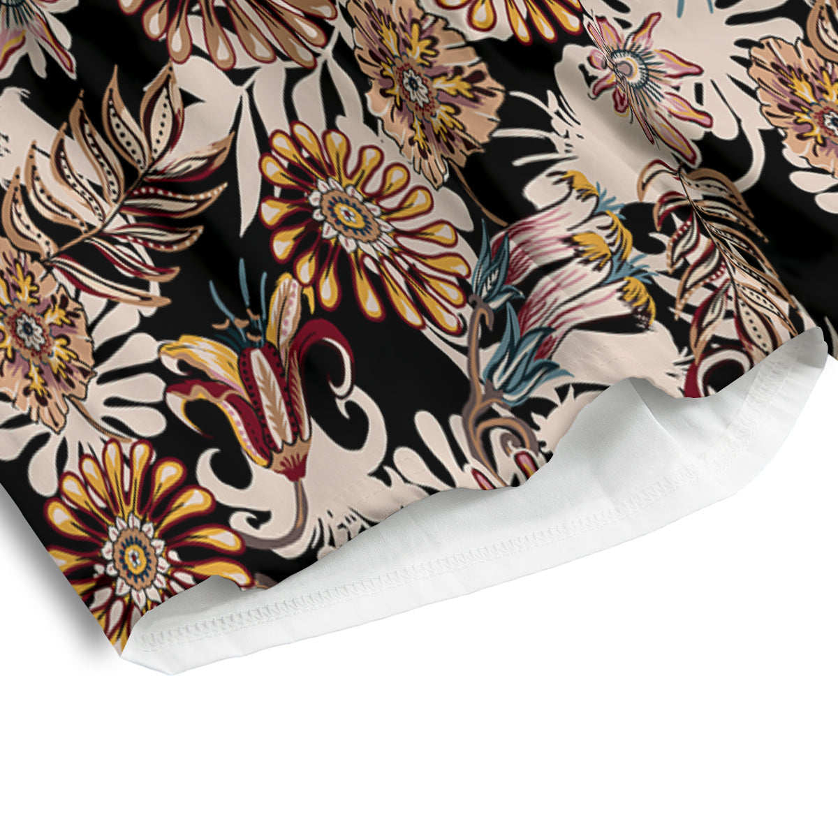 Bohemian Floral Brown Vintage Print Pattern Men's Athletic Shorts