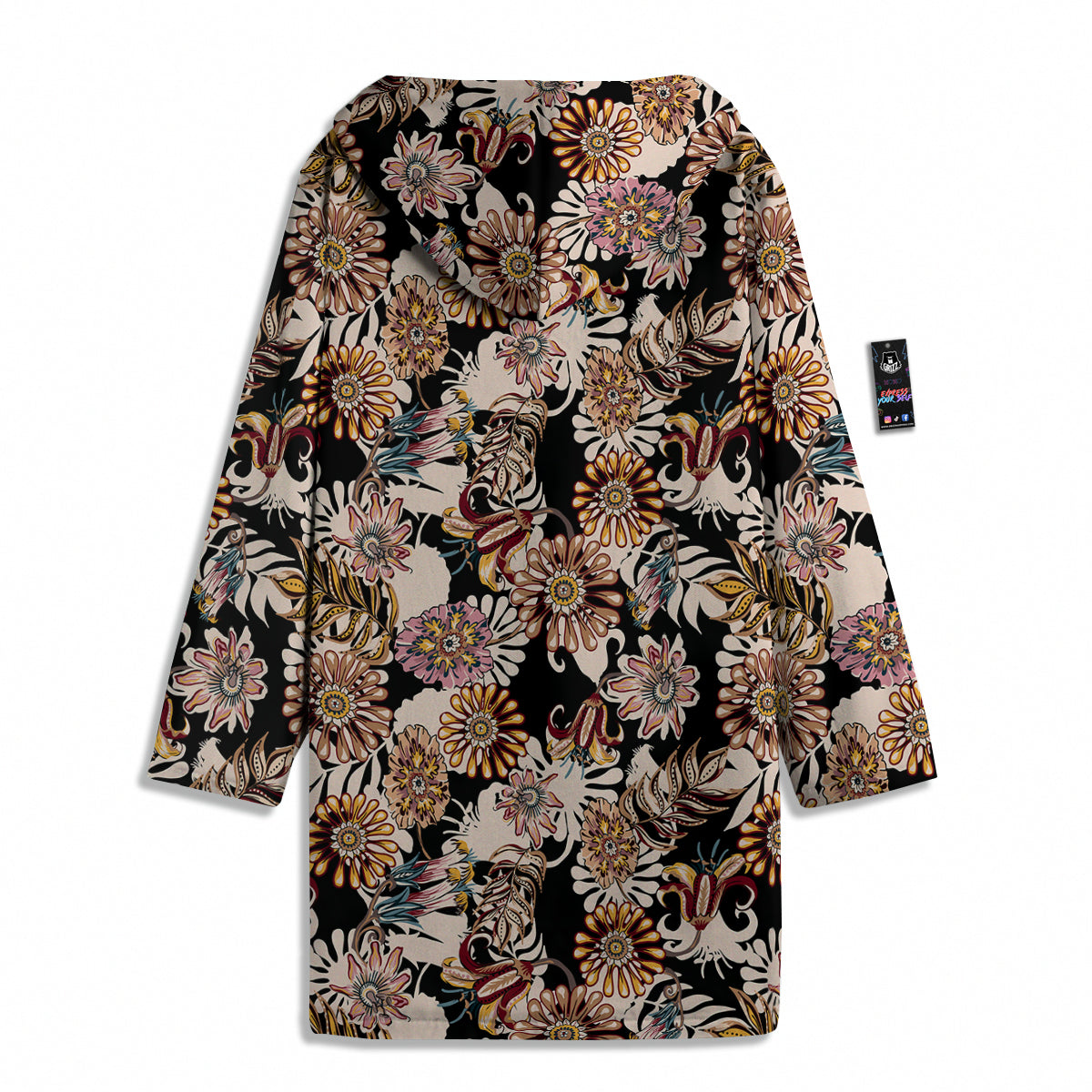 Bohemian Floral Brown Vintage Print Pattern Men's Windbreaker Jacket-grizzshop