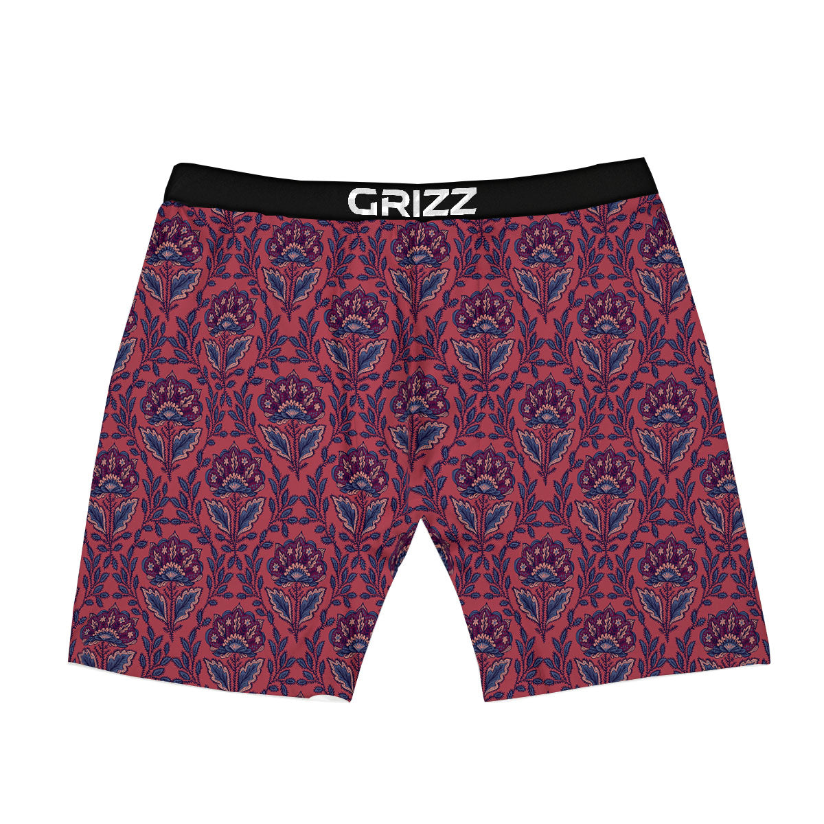 Bohemian Floral Maroon Vintage Print Pattern Boxer Briefs-grizzshop