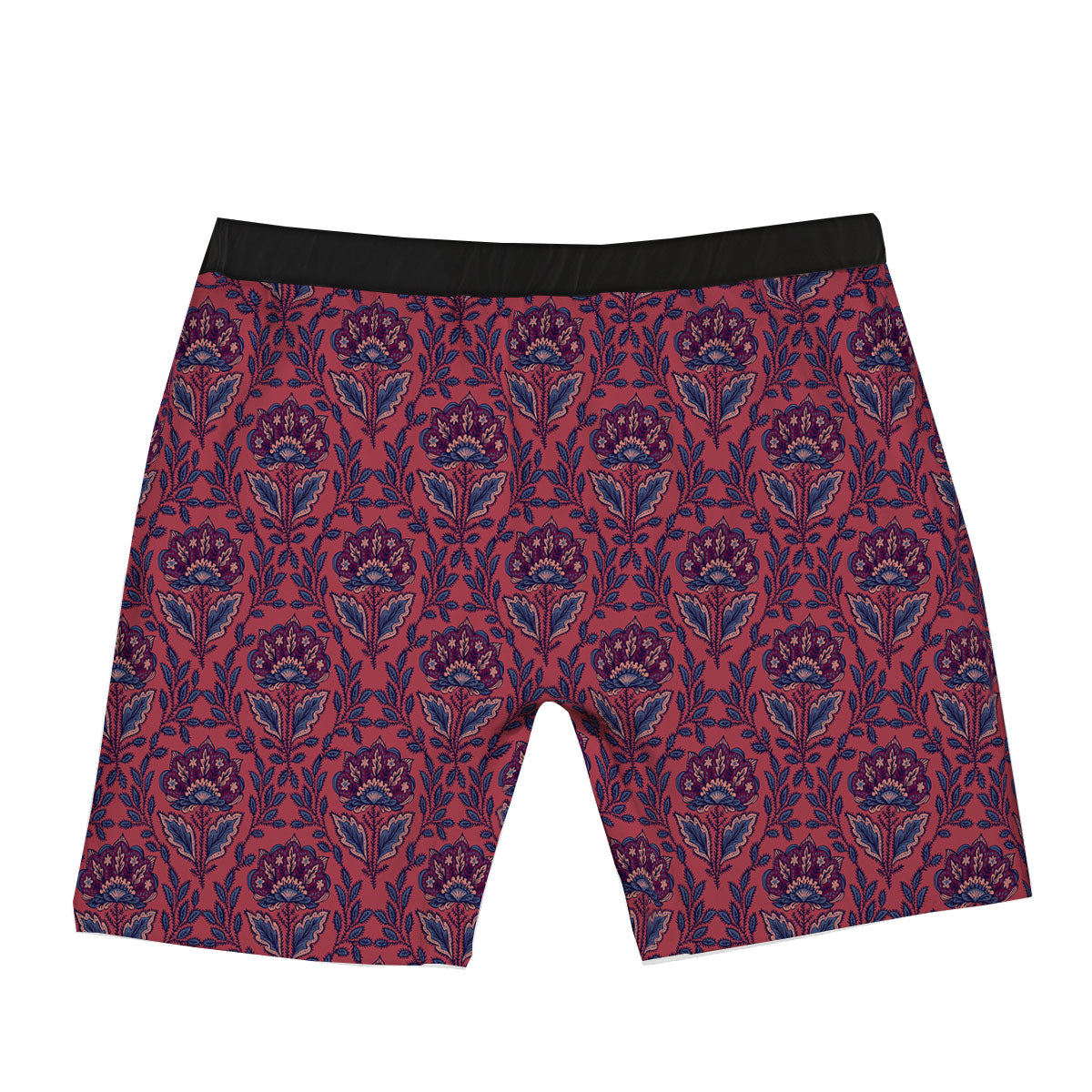 Bohemian Floral Maroon Vintage Print Pattern Boxer Briefs-grizzshop