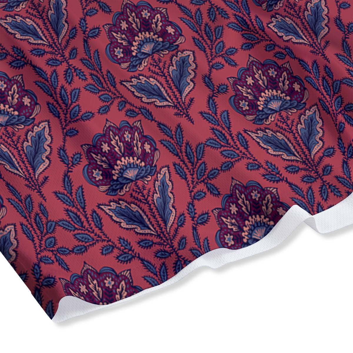Bohemian Floral Maroon Vintage Print Pattern Mesh Shorts