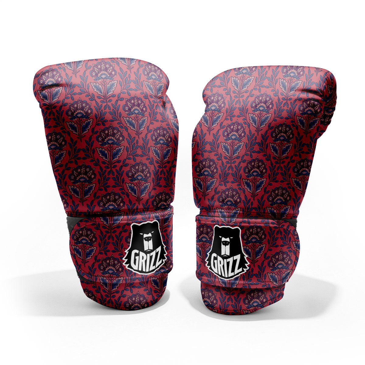 Bohemian Floral Maroon Vintage Print Pattern Pro Boxing Glove