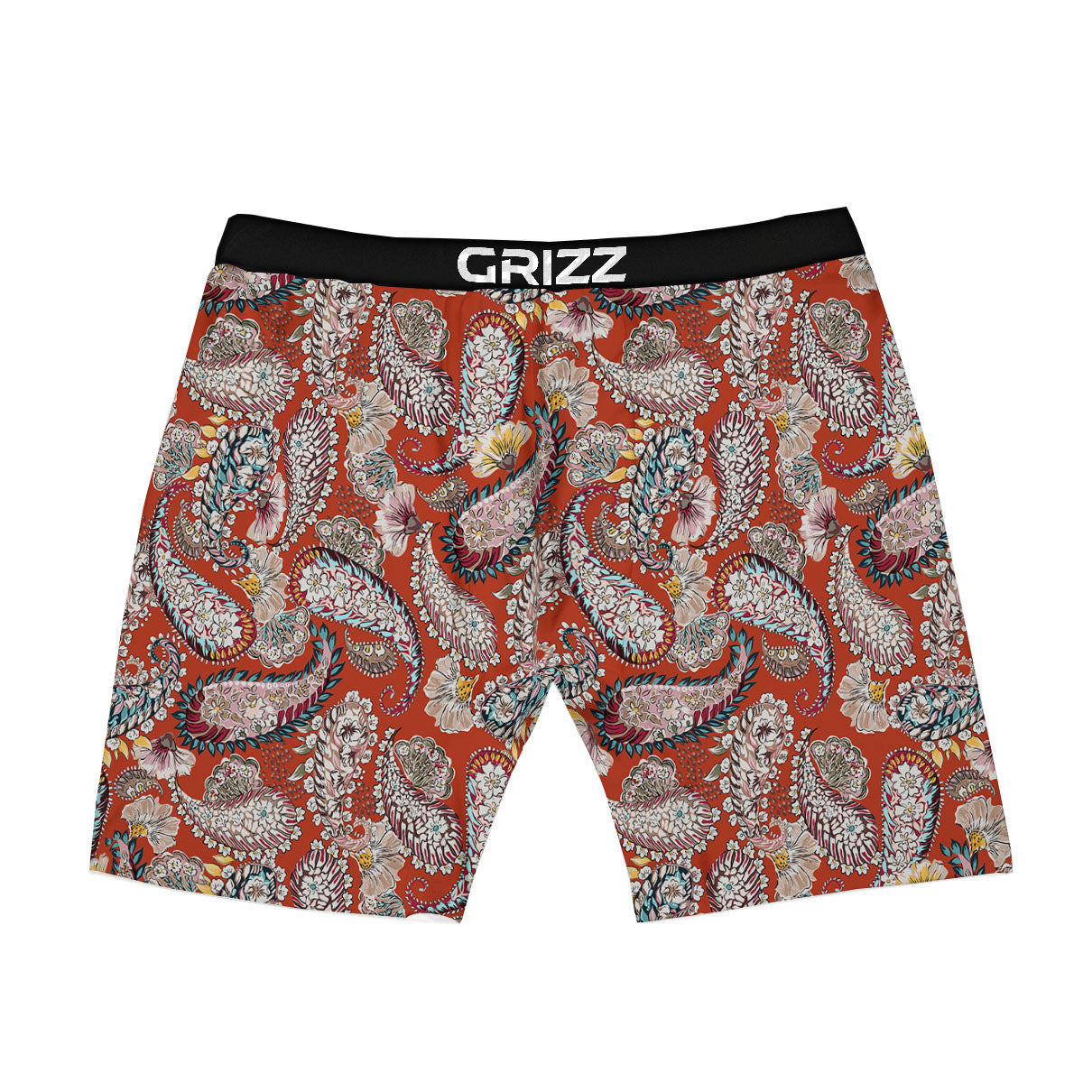 Bohemian Floral Orange Print Pattern Boxer Briefs-grizzshop
