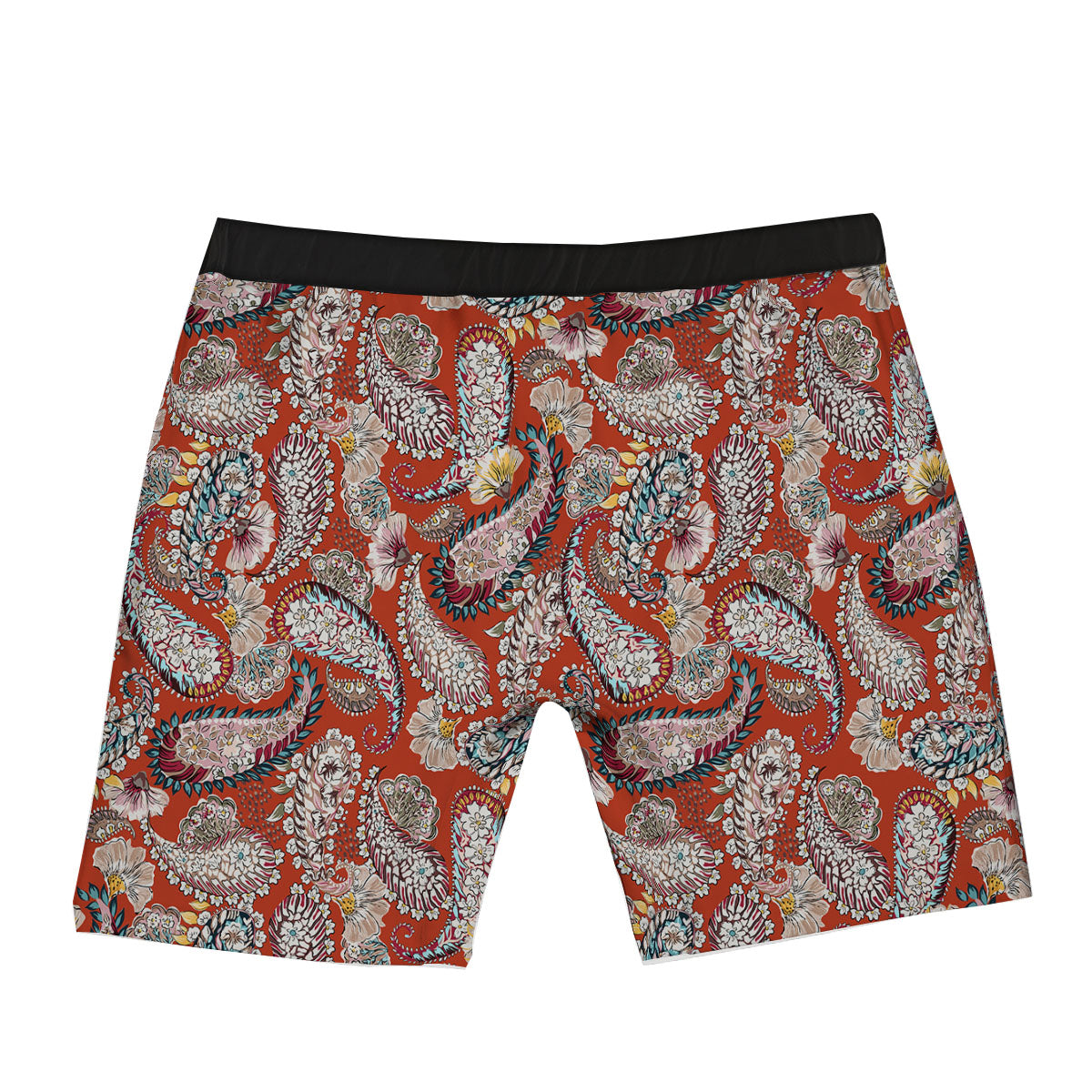 Bohemian Floral Orange Print Pattern Boxer Briefs-grizzshop