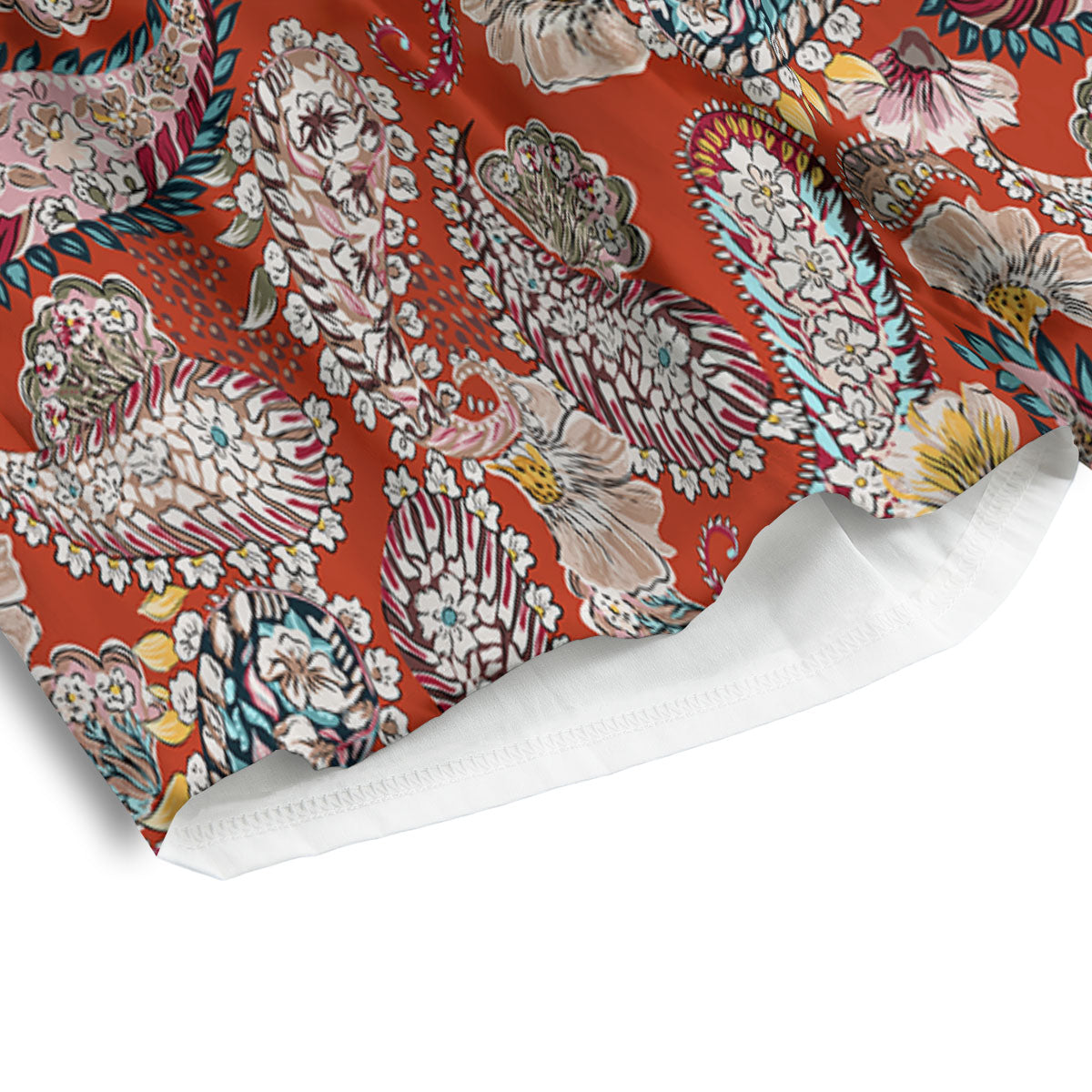 Bohemian Floral Orange Print Pattern Men's Athletic Shorts