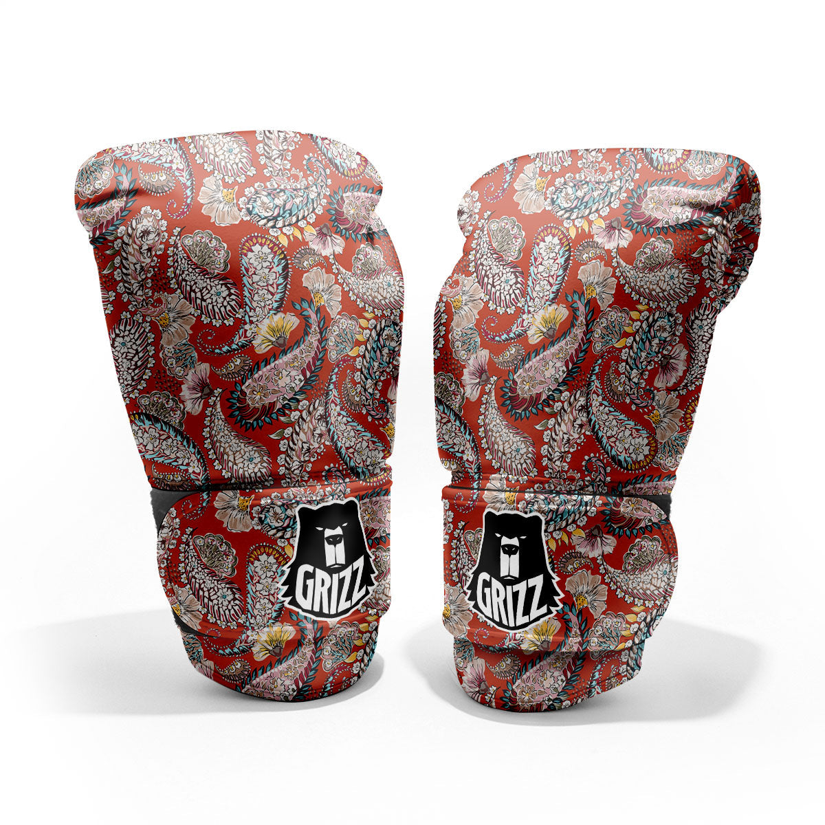 Bohemian Floral Orange Print Pattern Pro Boxing Glove