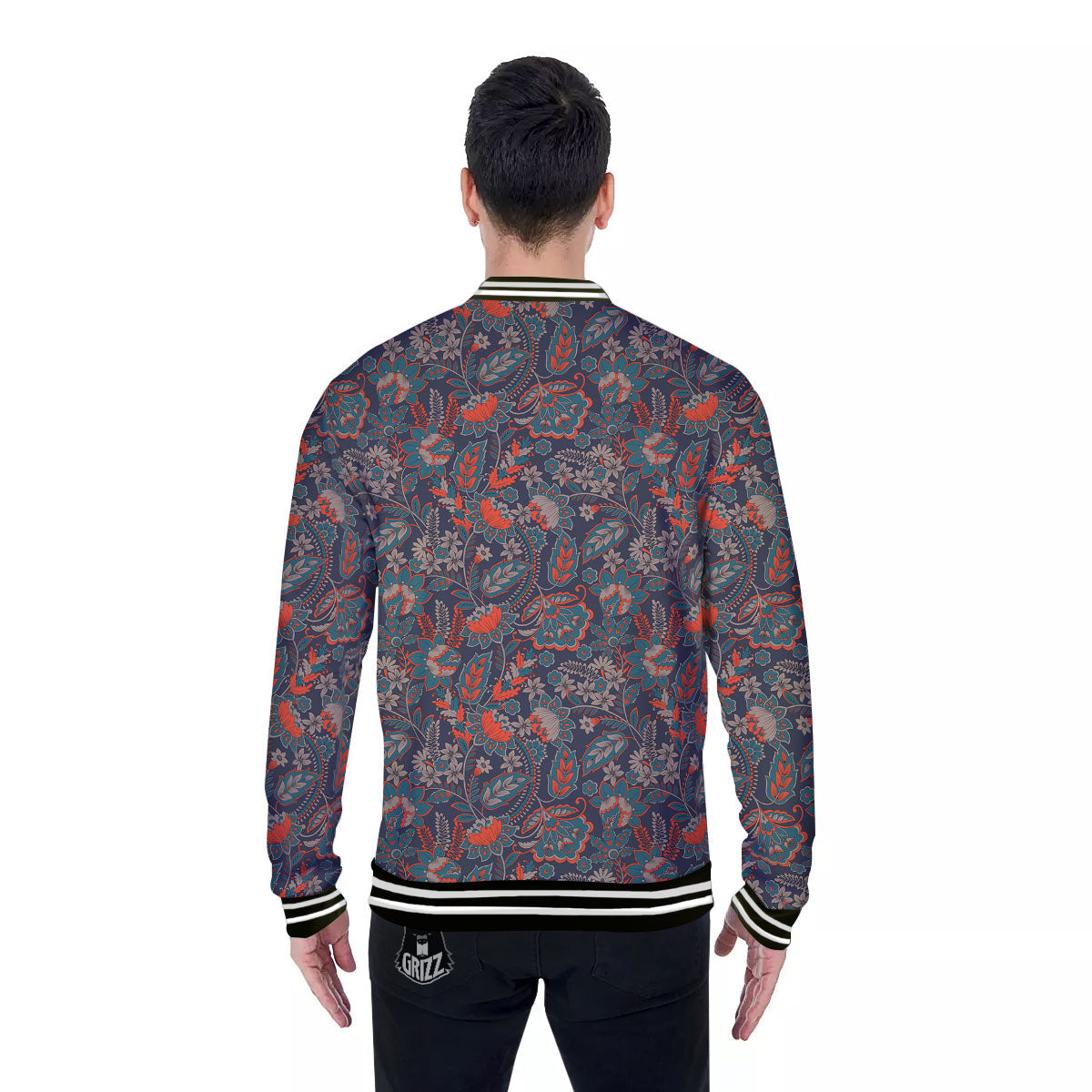 Bohemian Floral Retro Vintage Print Pattern Baseball Jacket-grizzshop
