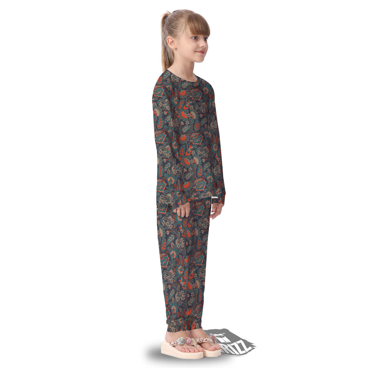 Bohemian Floral Retro Vintage Print Pattern Kid's Pajamas-grizzshop
