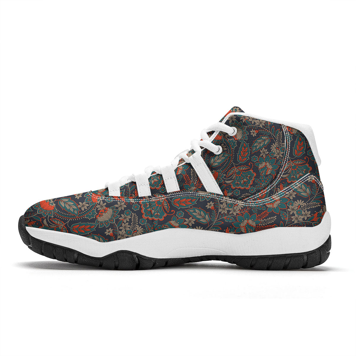 Bohemian Floral Retro Vintage Print Pattern White Bball Shoes-grizzshop
