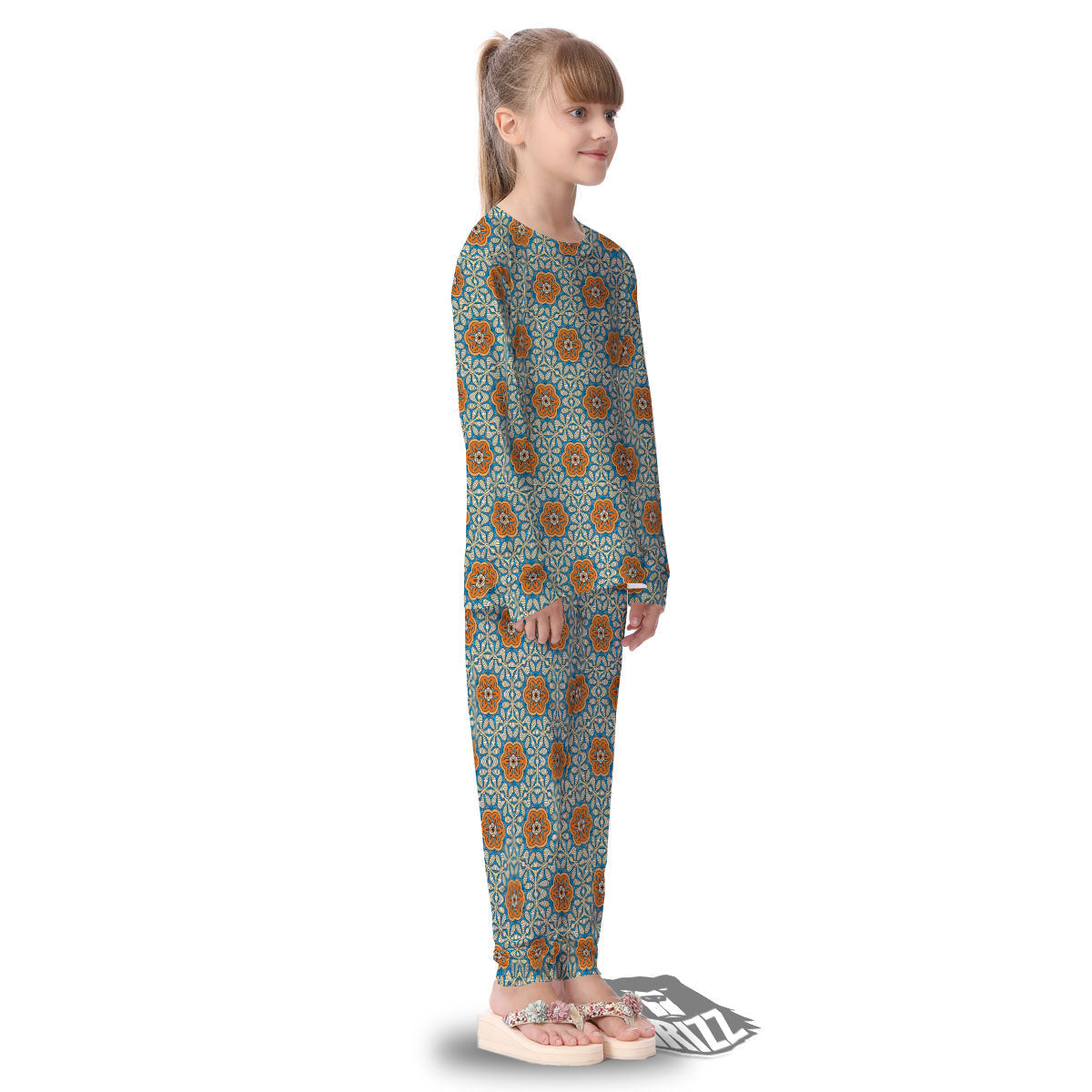 Bohemian Mandala Floral Print Pattern Kid's Pajamas-grizzshop