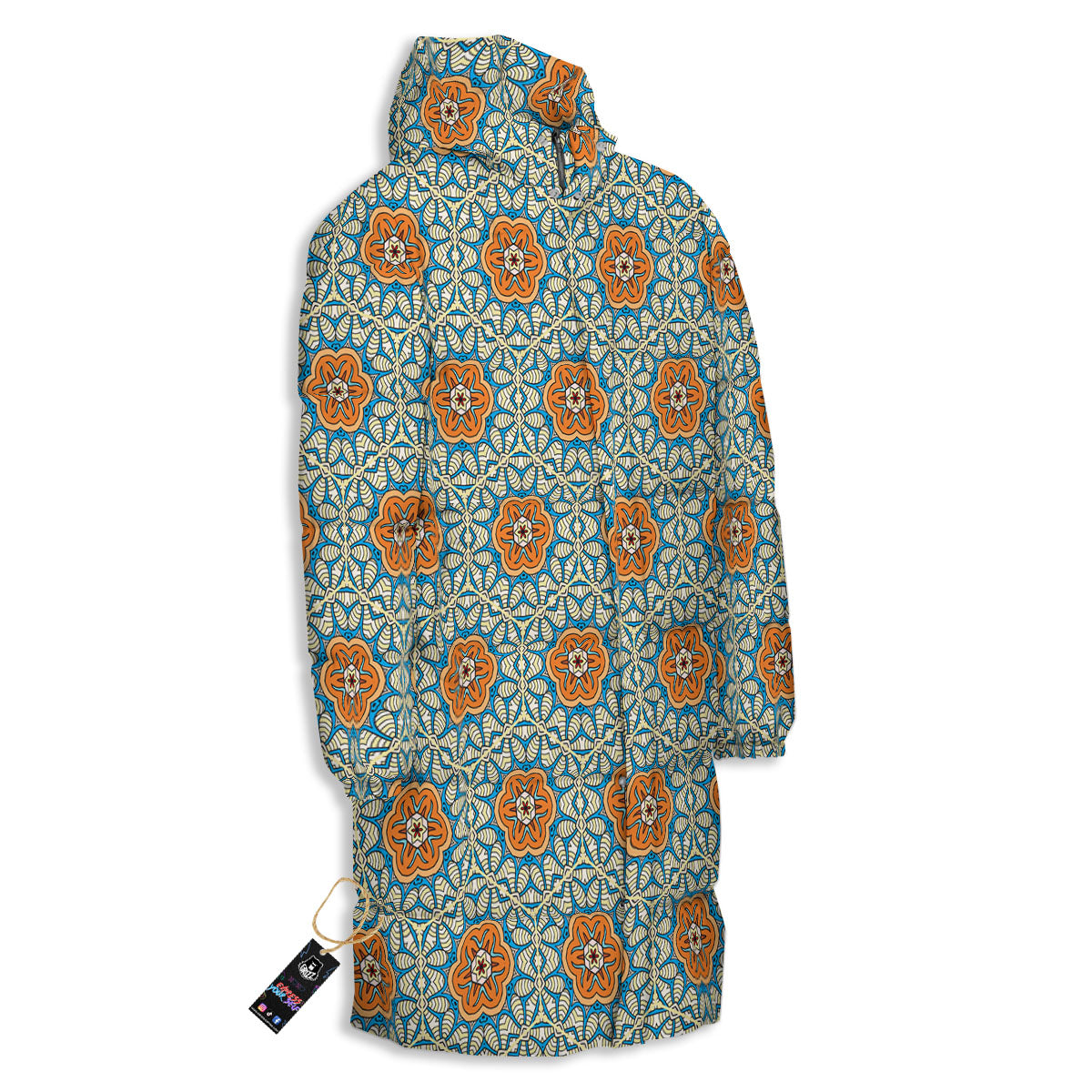 Bohemian Mandala Floral Print Pattern Long Down Jacket-grizzshop