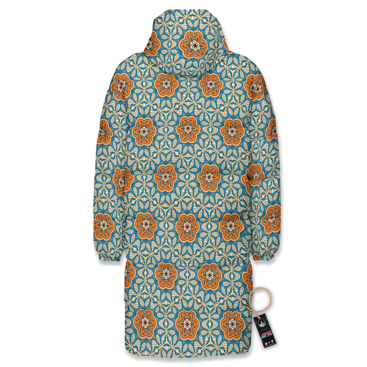 Bohemian Mandala Floral Print Pattern Long Down Jacket-grizzshop
