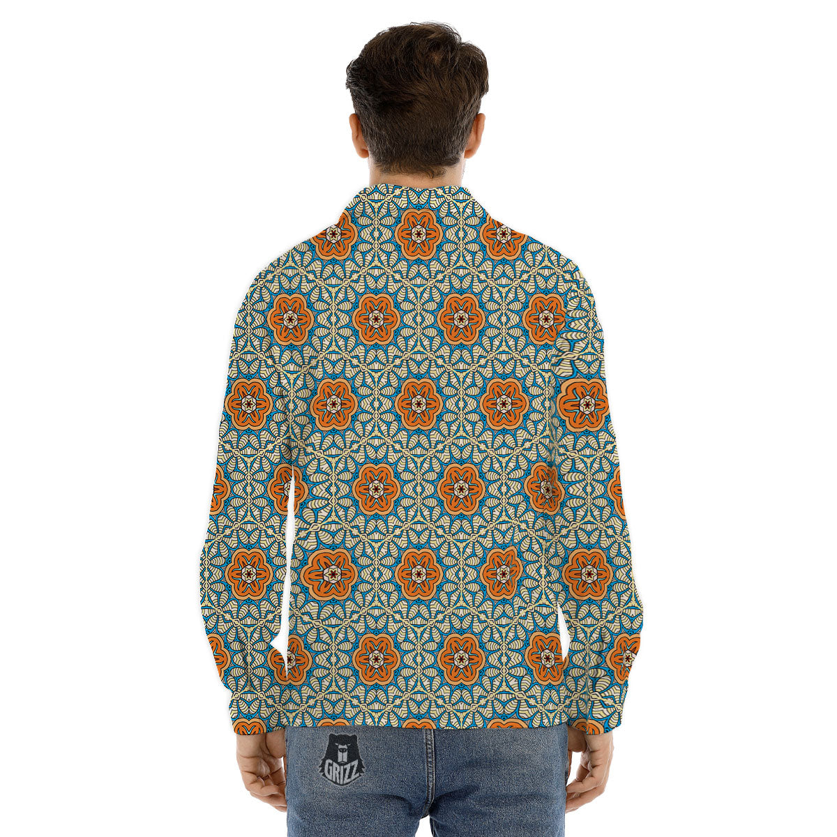 Bohemian Mandala Floral Print Pattern Men's Dress Shirts-grizzshop
