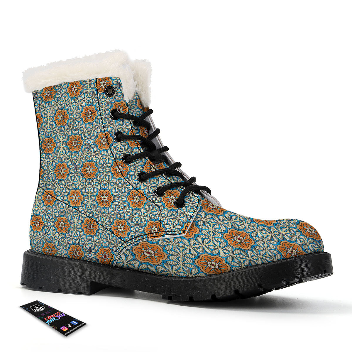 Bohemian Mandala Floral Print Pattern Winter Boots-grizzshop