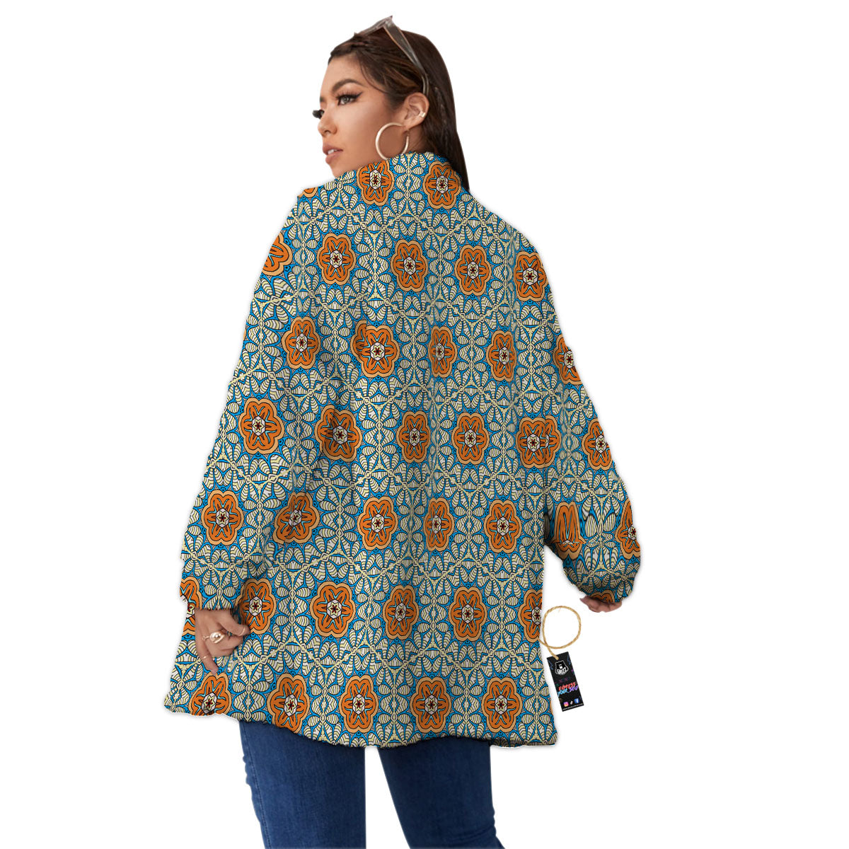 Bohemian Mandala Floral Print Pattern Women's Sherpa Jacket-grizzshop