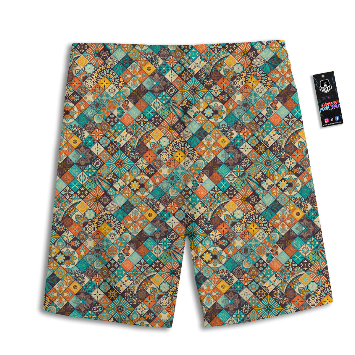 Bohemian Mandala Floral Vintage Print Pattern Men's Athletic Shorts