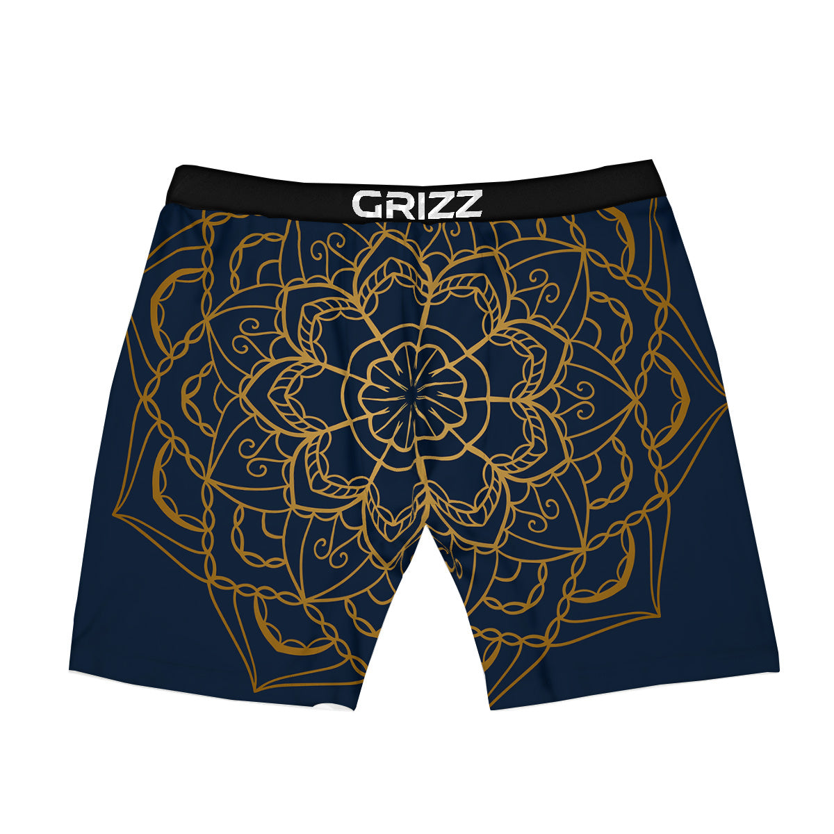 Bohemian Mandala Gold And Blue Print Boxer Briefs-grizzshop