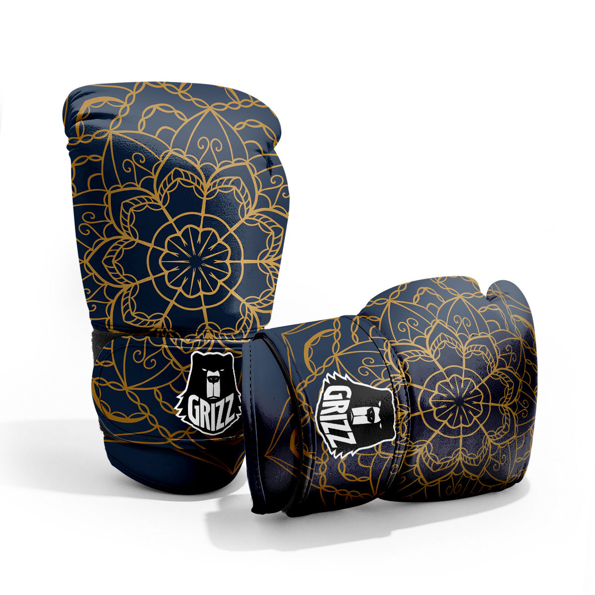 Bohemian Mandala Gold And Blue Print Pro Boxing Glove