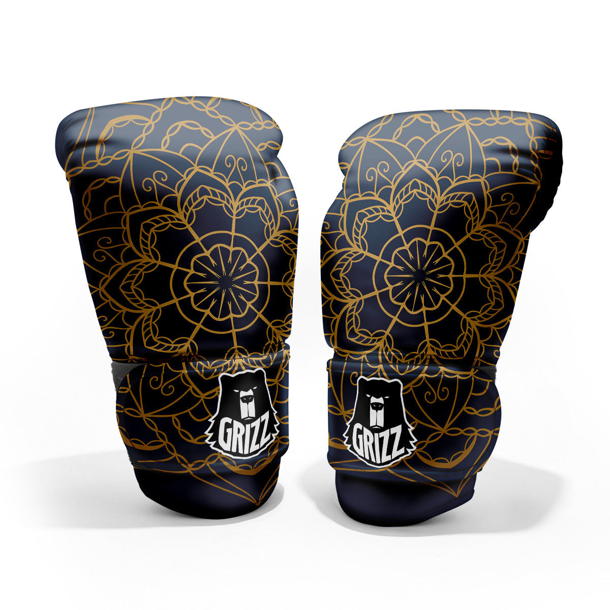 Bohemian Mandala Gold And Blue Print Pro Boxing Glove