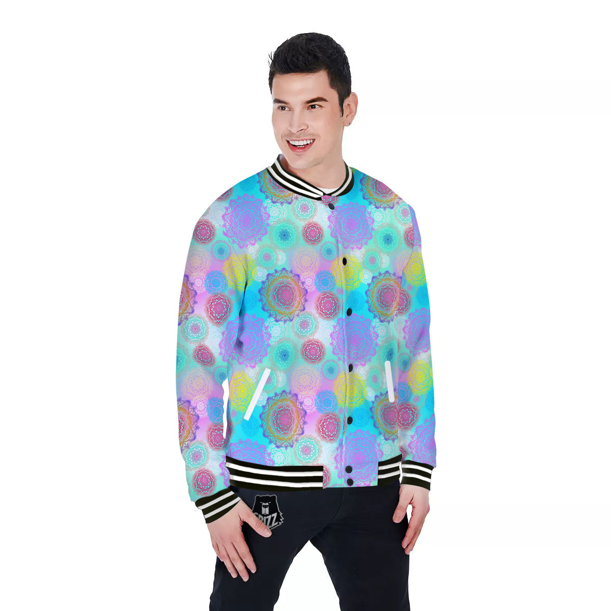 Bohemian Mandala Pastel Print Pattern Baseball Jacket-grizzshop