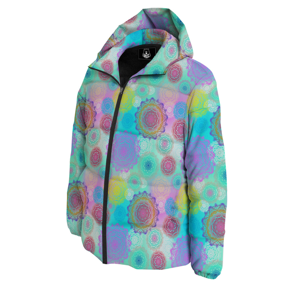 Bohemian Mandala Pastel Print Pattern Down Jacket-grizzshop