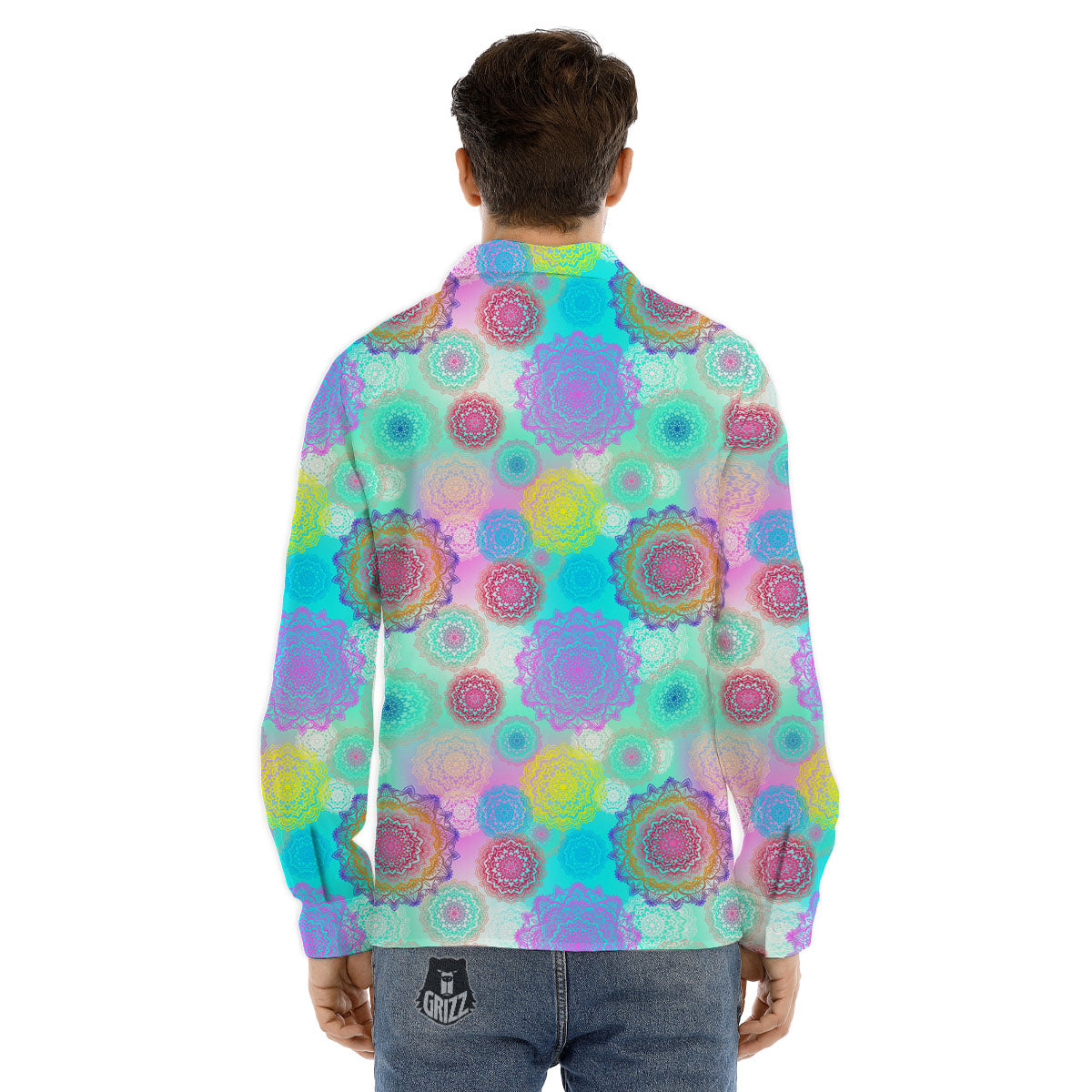 Bohemian Mandala Pastel Print Pattern Men's Dress Shirts-grizzshop