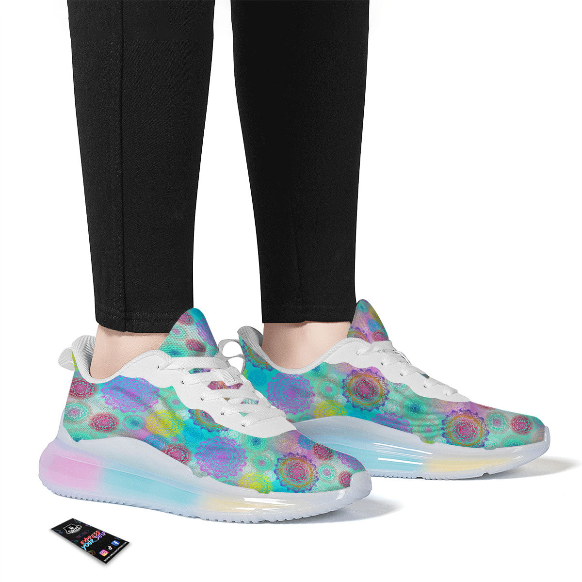 Bohemian Mandala Pastel Print Pattern Running Sneakers-grizzshop