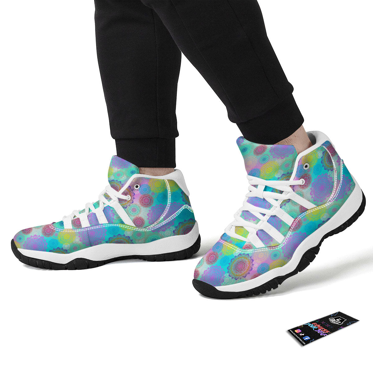 Bohemian Mandala Pastel Print Pattern White Bball Shoes-grizzshop