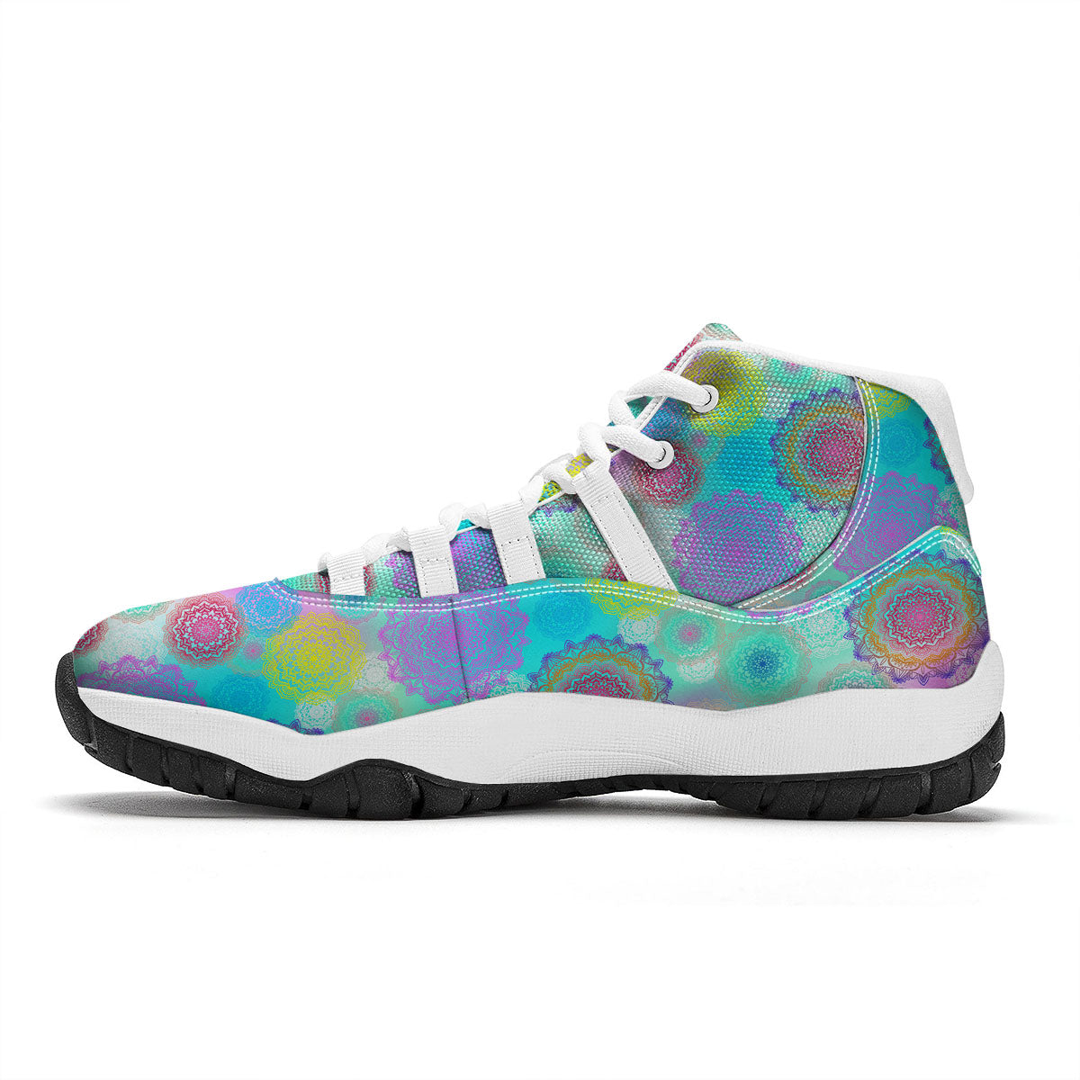 Bohemian Mandala Pastel Print Pattern White Bball Shoes-grizzshop