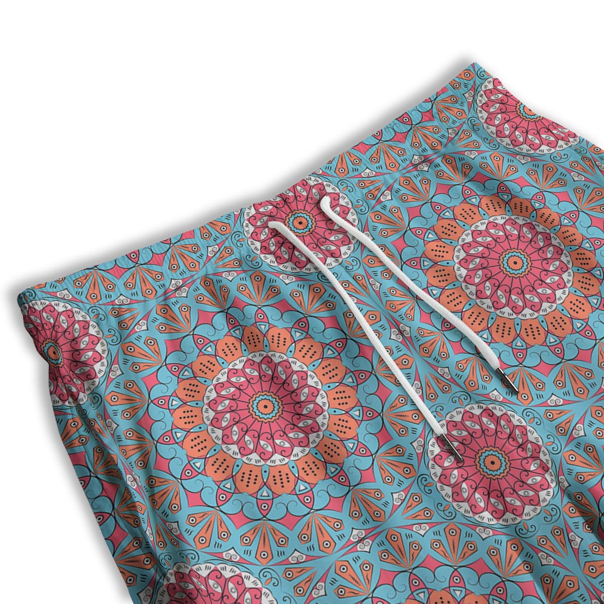 Bohemian Mandala Pink And Teal Print Pattern Men's Athletic Shorts
