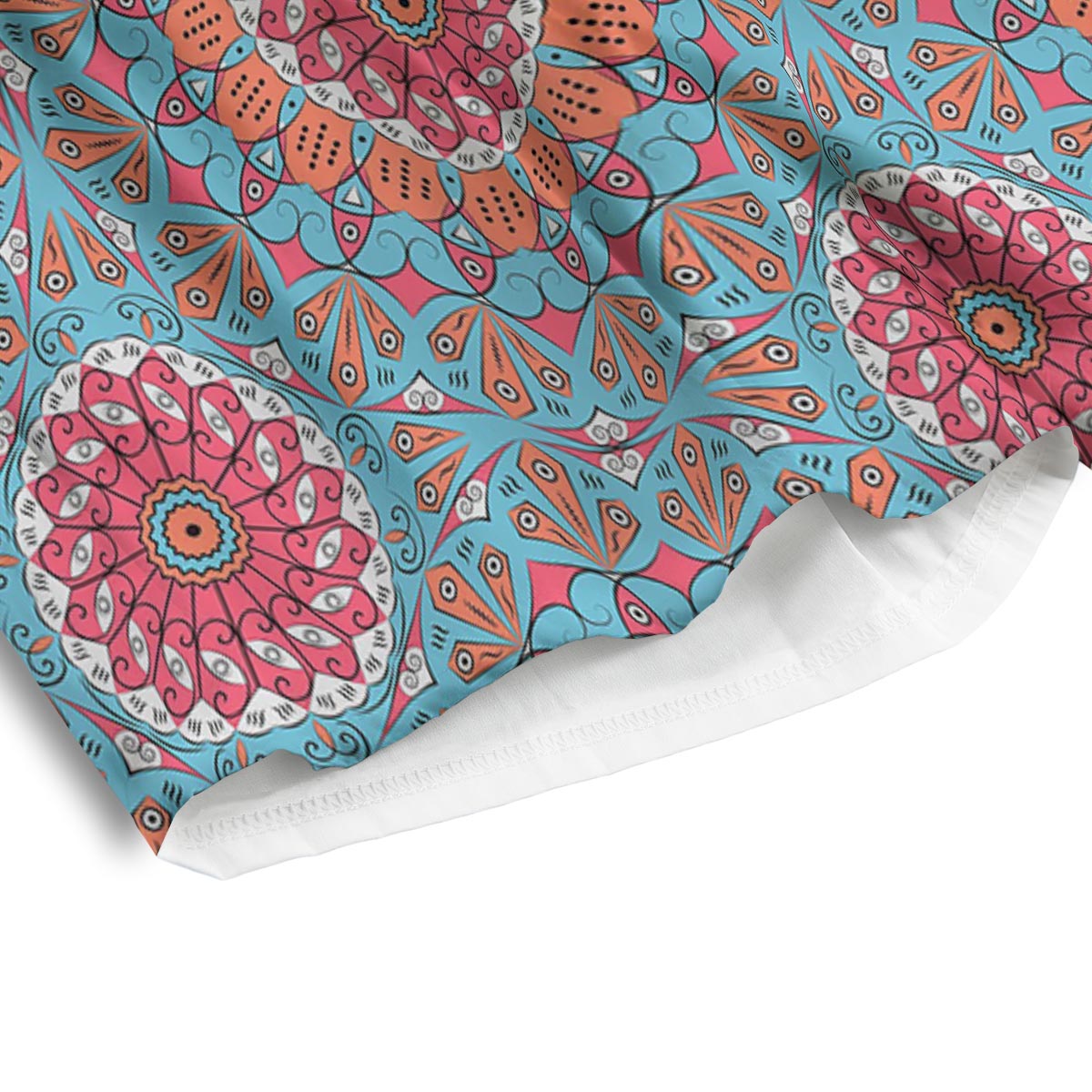 Bohemian Mandala Pink And Teal Print Pattern Men's Athletic Shorts