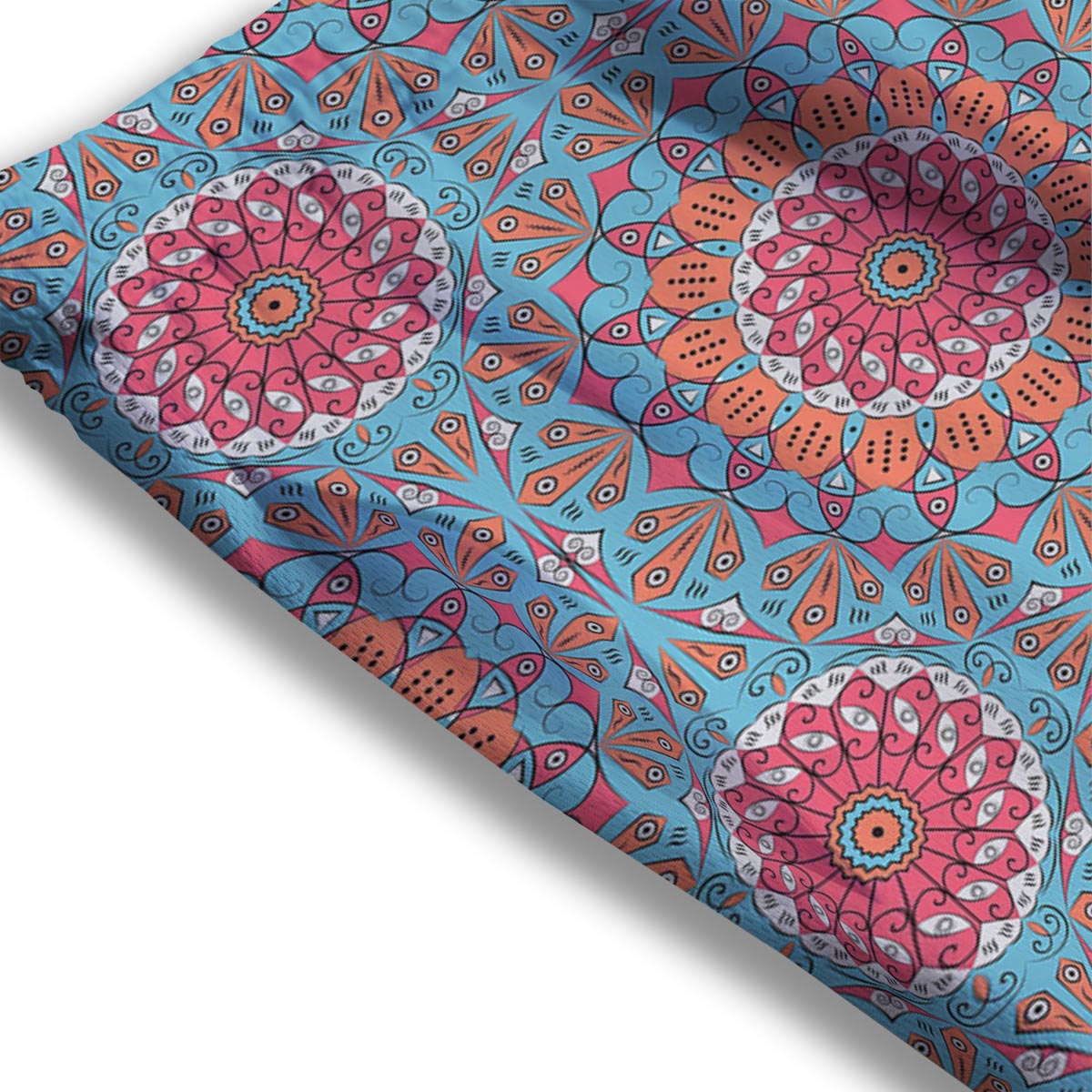 Bohemian Mandala Pink And Teal Print Pattern Mesh Shorts