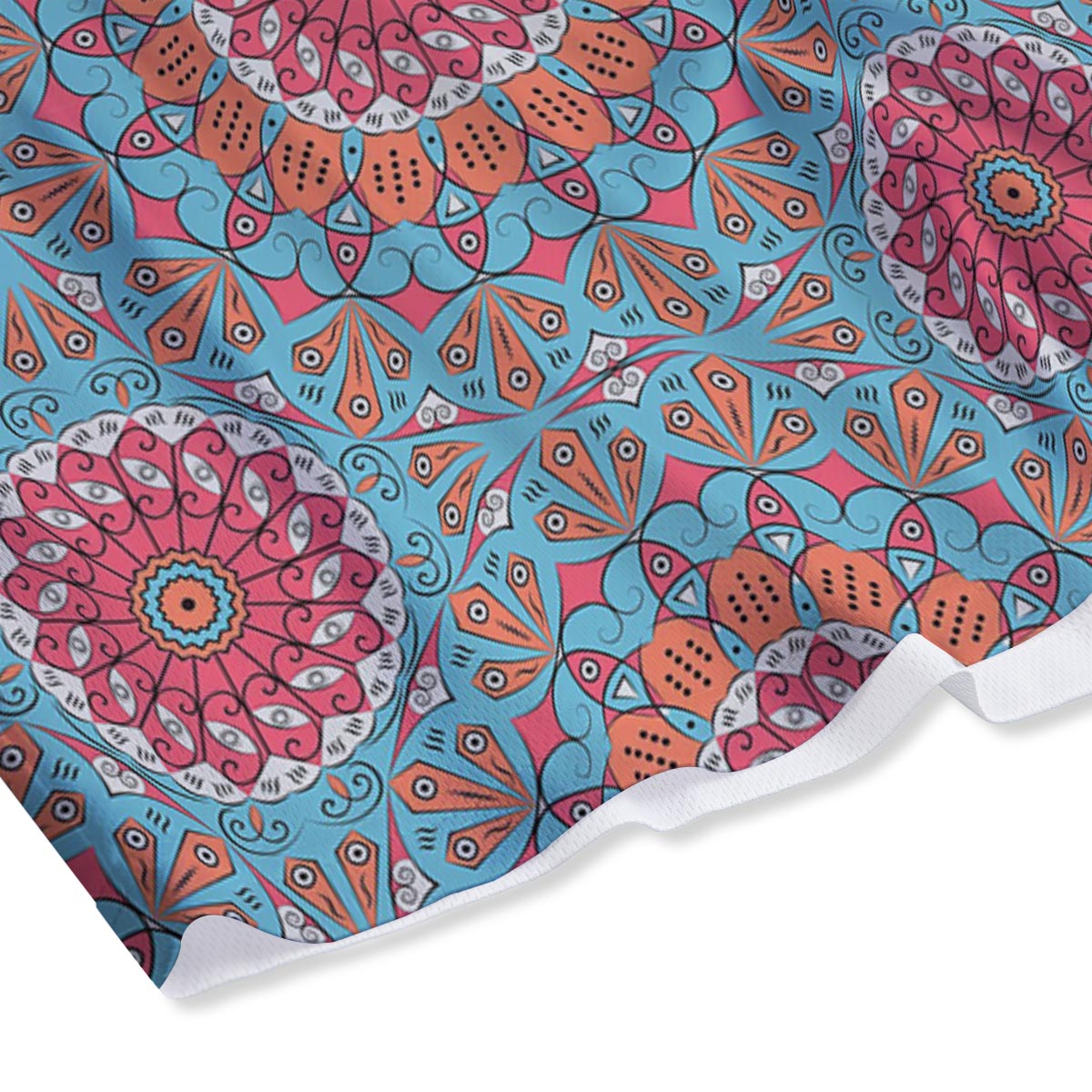 Bohemian Mandala Pink And Teal Print Pattern Mesh Shorts