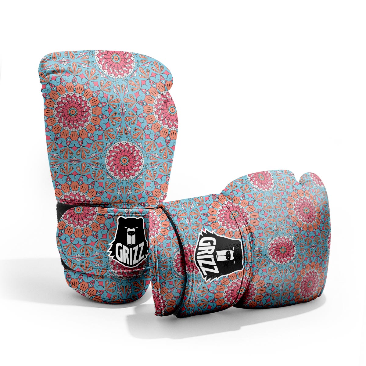 Bohemian Mandala Pink And Teal Print Pattern Pro Boxing Glove