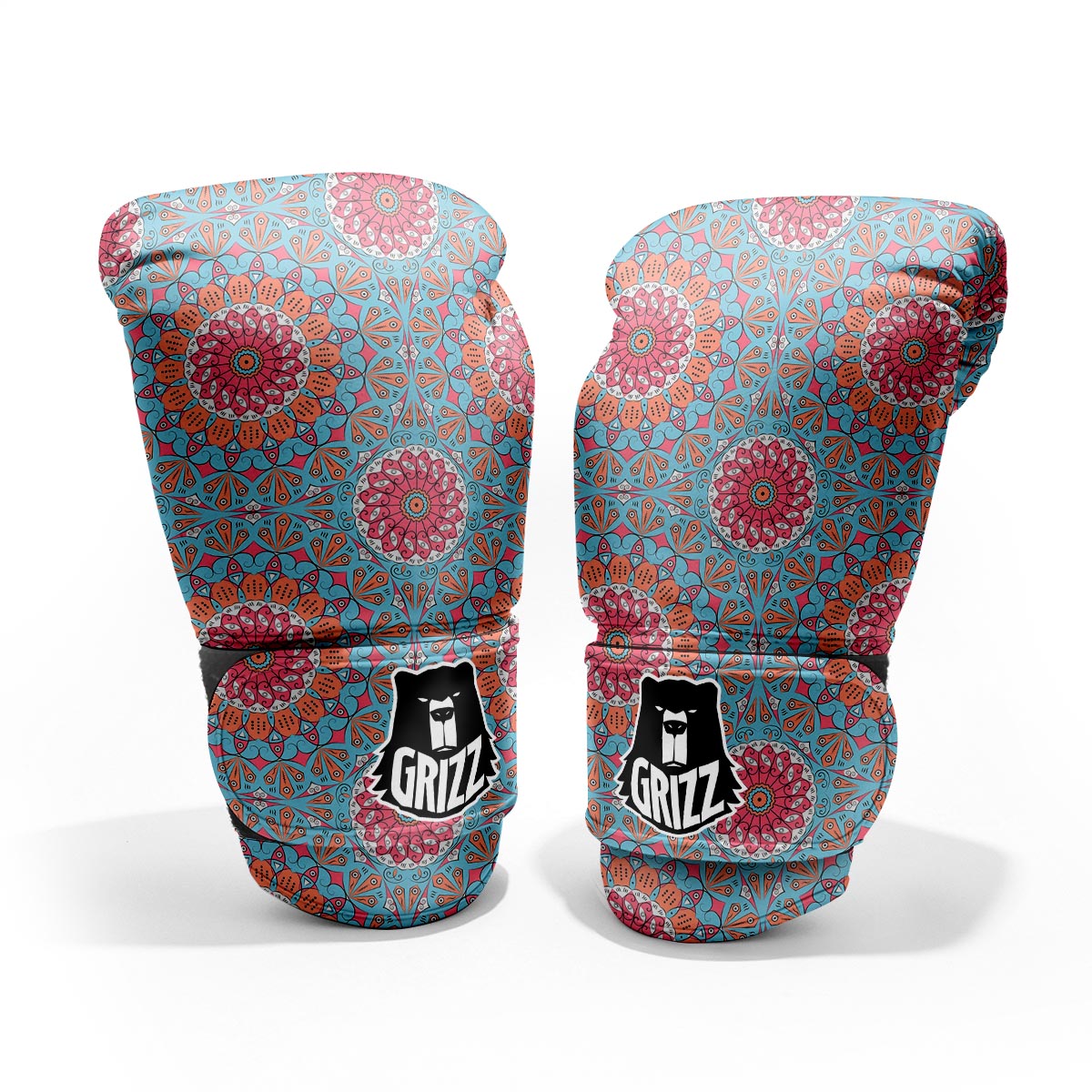 Bohemian Mandala Pink And Teal Print Pattern Pro Boxing Glove
