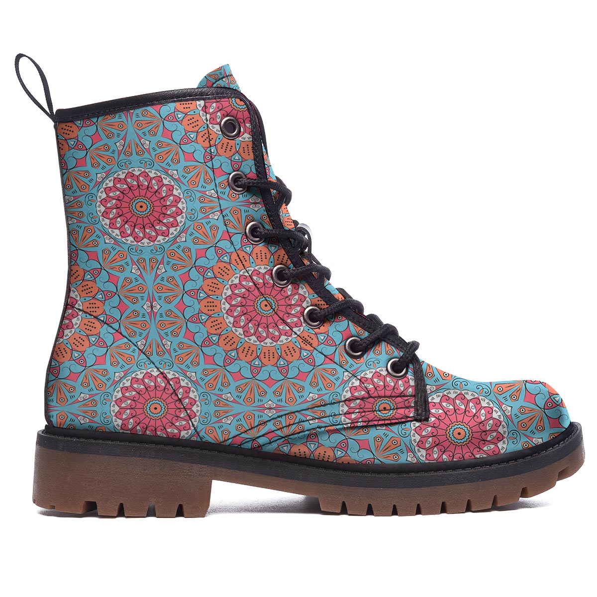 Bohemian Mandala Pink And Teal Print Pattern Work Boots-grizzshop