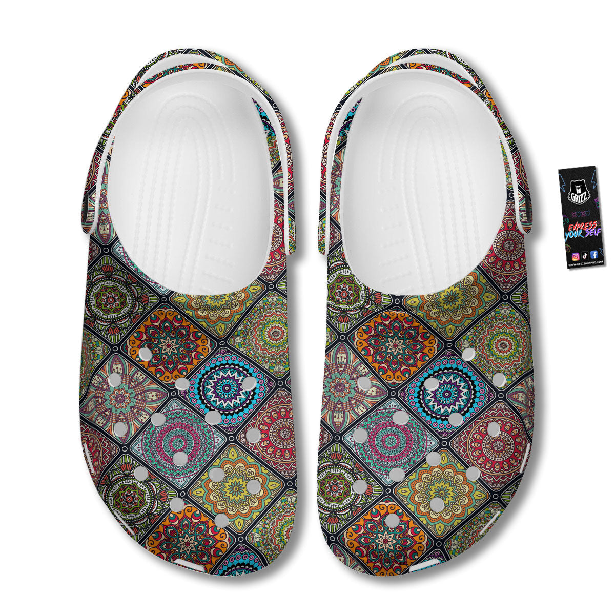 Bohemian Mandala Retro Print Pattern Clog-grizzshop
