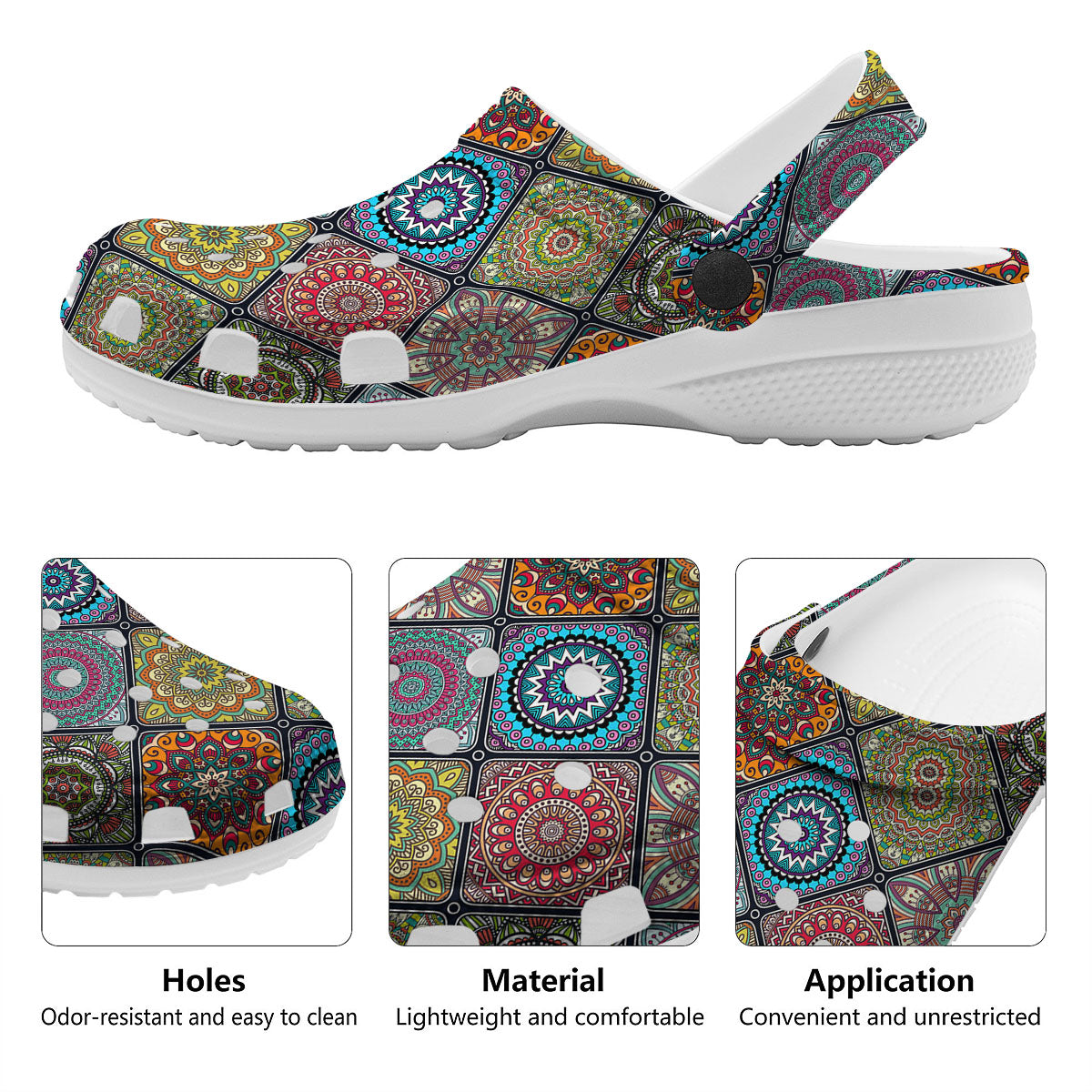 Bohemian Mandala Retro Print Pattern Clog-grizzshop