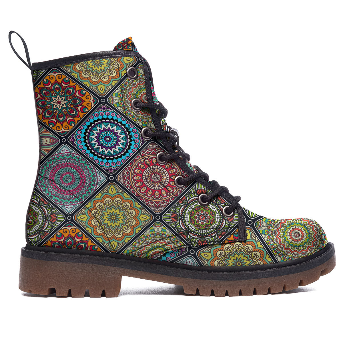 Bohemian Mandala Retro Print Pattern Work Boots-grizzshop